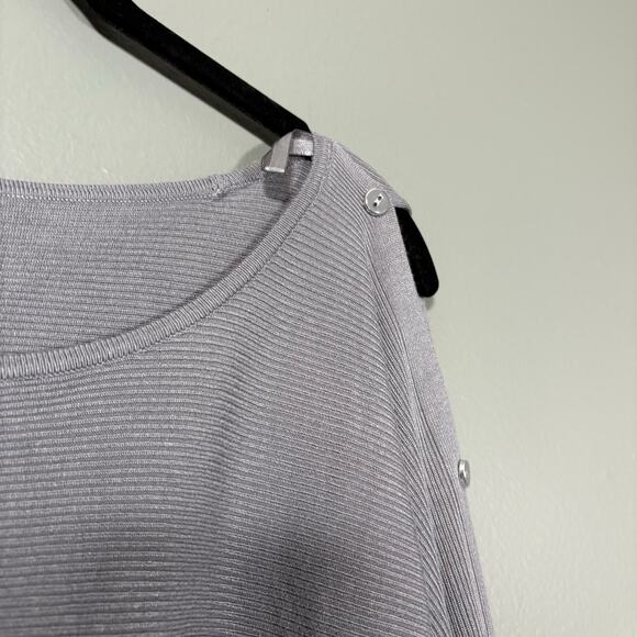 New York & Company NWT Gray Split Sleeve Ribbed Sweater - Medium - Minimalist - Picture 2 of 7